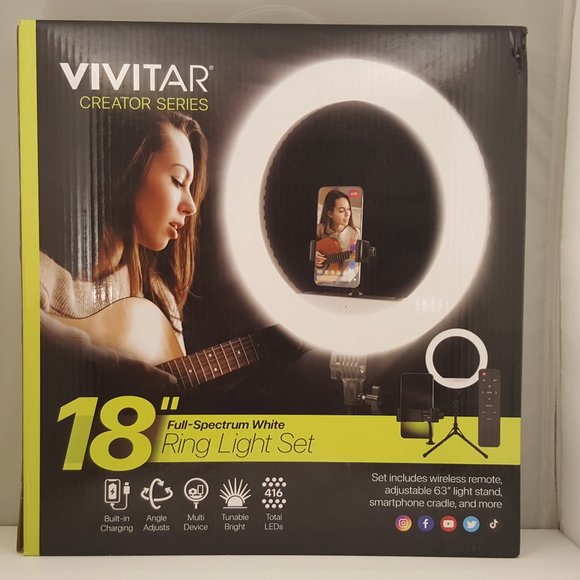 VIVITAR Other - 🛑Sold🛑 18" Ring Light Set  Remote Full Spectrum White VIVITAR Creator Ser